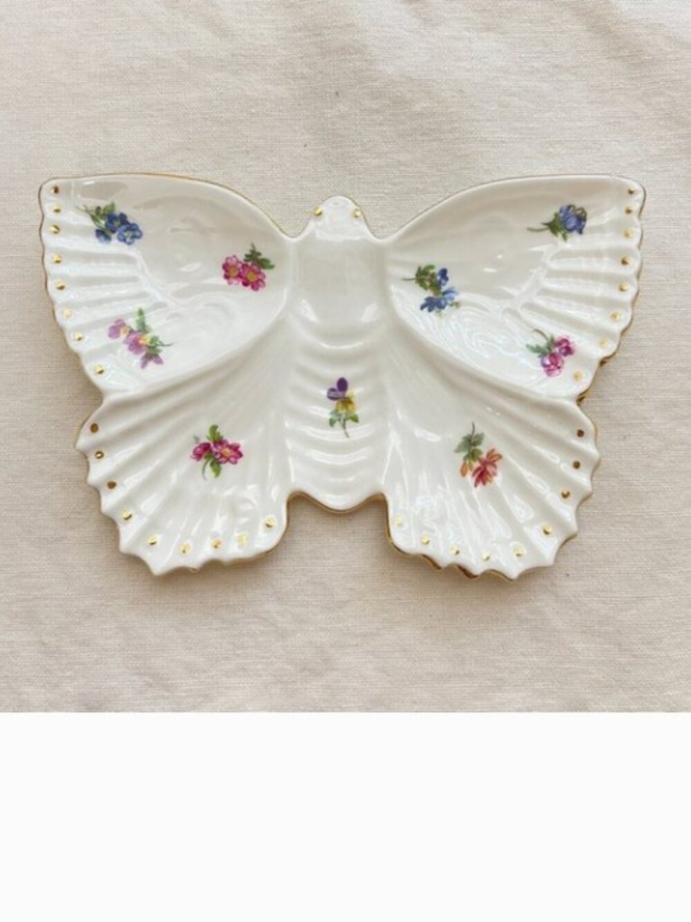 Vintage Butterfly Flowers Trinket Dish Tray Oakley China Ltd Little Switzerland
